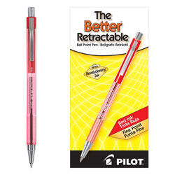Pilot Better Retractable Ballpoint Pen, Fine 0.7mm, Red Ink, Translucent Red Barrel, Dozen (PIL30002)
