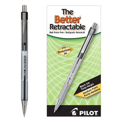 Pilot Better Retractable Ballpoint Pen, Medium 1mm, Black Ink, Smoke Barrel, Dozen (PIL30005)