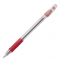 Pilot EasyTouch Stick Ballpoint Pen, Medium 1mm, Red Ink, Clear Barrel, Dozen