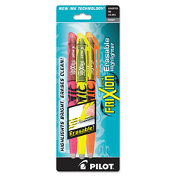 Pilot FriXion Light Erasable Highlighter, Chisel Tip, Assorted Colors, 3/Pack
