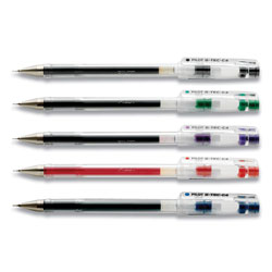 Pilot G-TEC-C Ultra Gel Pen, Stick, Extra-Fine 0.4 mm, Assorted Ink Colors, Clear Barrel, 5/Pack