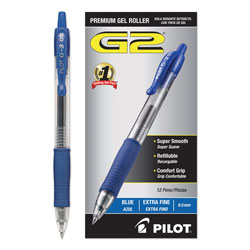 Pilot G2 Premium Retractable Gel Pen, 0.5mm, Blue Ink, Smoke Barrel, Dozen (PIL31003)