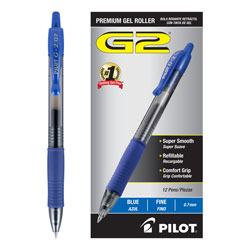 Pilot G2 Premium Retractable Gel Pen, 0.7mm, Blue Ink, Smoke Barrel, Dozen (PIL31021)