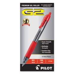 Pilot G2 Premium Retractable Gel Pen, 0.7mm, Red Ink, Smoke Barrel, Dozen (PIL31022)