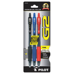 Pilot G2 Premium Retractable Gel Pen, 0.7mm, Assorted Ink, Smoke Barrel, 3/Pack (PIL31023)
