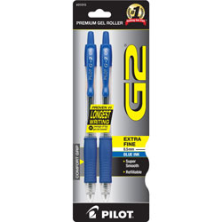 Pilot Gel Pen, Retractable, Refillable, Extra Fine, 2/CD, Blue