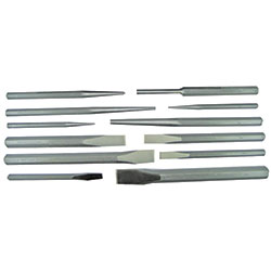 Pony 12-pc Cold Chisel and Punch Set, 3 Cold Chisels, 9 Punches