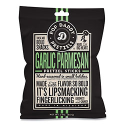 Pop Daddy Garlic Parmesan Pretzel Sticks, 3 oz Bag, 15/Carton