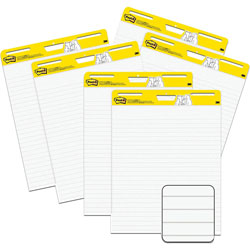Post-it® Easel Pads - 30 Sheets - Ruled25 in30 in - Self-stick, Resist Bleed-through, Handle, Sturdy Backcard, Universal Slot, Repositionable, Adhesive Backing - 6 / Carton