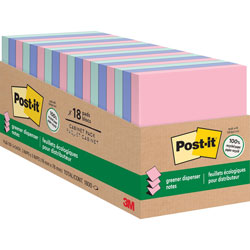Post-it® Greener Adhesive Note - 3 in x 3 in - Square - 100 Sheets per Pad - Assorted - 1800 / Pack