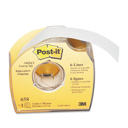 Post-it® Labeling and Cover-Up Tape, Non-Refillable, 1" x 700" Roll (MMM658)