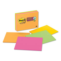Post-it® Meeting Notes in Energy Boost Collection Colors, 8 in x 6 in, 45 Sheets/Pad, 4 Pads/Pack