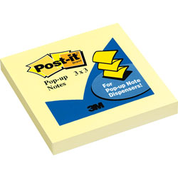 Post-it® Original Canary Yellow Pop-up Refill, 3" x 3", Canary Yellow, 100 Sheets/Pad (MMMR330YW)