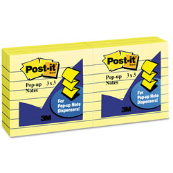 Post-it® Original Canary Yellow Pop-up Refill, Note Ruled, 3 in x 3 in, Canary Yellow, 100 Sheets/Pad, 6 Pads/Pack