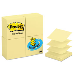 Post-it® Original Canary Yellow Pop-up Refill Value Pack, 3" x 3", Canary Yellow, 100 Sheets/Pad, 24 Pads/Pack (MMMR33024VAD)