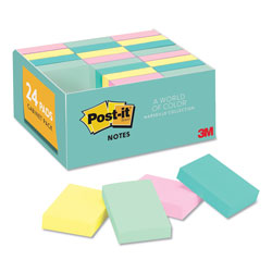 Post-it® Original Pads in Beachside Cafe Collection Colors, Value Pack, 1.38 in x 1.88 in, 100 Sheets/Pad, 24 Pads/Pack