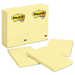Post-it® Original Pads in Canary Yellow, 4 in x 6 in, 100 Sheets/Pad, 12 Pads/Pack