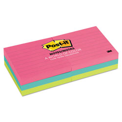 Post-it® Original Pads in Poptimistic Collection Colors, Note Ruled, 3 in x 3 in, 100 Sheets/Pad, 6 Pads/Pack