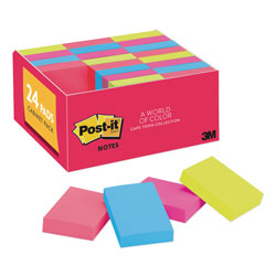 Post-it® Original Pads in Poptimistic Colors, Value Pack, 1.38 in x 1.88 in, 100 Sheets/Pad, 24 Pads/Pack