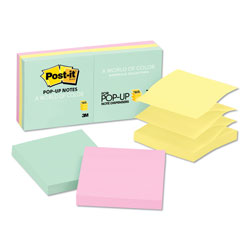 Post-it® Original Pop-up Refill, 3 in x 3 in, Beachside Cafe Collection Colors, 100 Sheets/Pad, 6 Pads/Pack