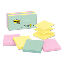 Post-it® Original Pop-up Refill Value Pack, 3" x 3", Beachside Cafe Collection Colors, 100 Sheets/Pad, 12 Pads/Pack (MMMR33012AP)