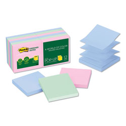 Post-it® Original Recycled Pop-up Notes, 3" x 3", Sweet Sprinkles Collection Colors, 100 Sheets/Pad, 12 Pads/Pack (MMMR330RP12AP)