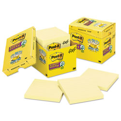 Post-it® Pads in Canary Yellow, Cabinet Pack, Note Ruled, 4 in x 4 in, 90 Sheets/Pad, 12 Pads/Pack