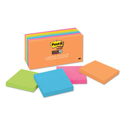 Post-it® Pads in Energy Boost Collection Colors, 3 in x 3 in, 90 Sheets/Pad, 12 Pads/Pack