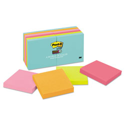 Post-it® Pads in Supernova Neon Collection Colors, 3 in x 3 in, 90 Sheets/Pad, 12 Pads/Pack