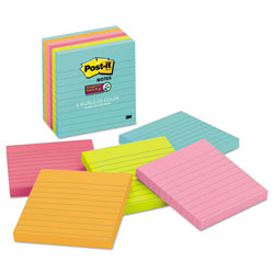 Post-it® Pads in Supernova Neon Collection Colors, Note Ruled, 4 in x 4 in, 90 Sheets/Pad, 6 Pads/Pack