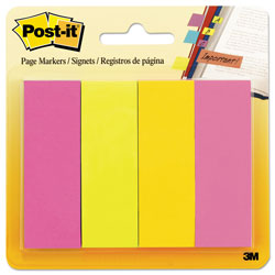 Post-it® Page Flag Markers, Assorted Brights, 50 Strips/Pad, 4 Pads/Pack (MMM6714AU)