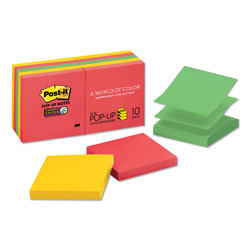 Post-it® Pop-up 3 x 3 Note Refill, 3 in x 3 in, Playful Primaries Collection Colors, 90 Sheets/Pad, 10 Pads/Pack