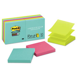 Post-it® Pop-up 3 x 3 Note Refill, 3 in x 3 in, Supernova Neons Collection Colors, 90 Sheets/Pad, 10 Pads/Pack