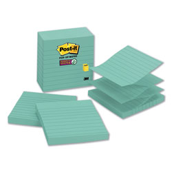 Post-it® Pop-up Notes Refill, Note Ruled, 4 in x 4 in, Aqua Wave, 90 Sheets/Pad, 5 Pads/Pack