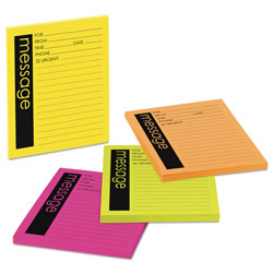 Post-it® Self-Stick Message Pad, Note Ruled, 4 in x 5 in, Energy Boost Collection Colors, 50 Sheets/Pad, 4 Pads/Pack