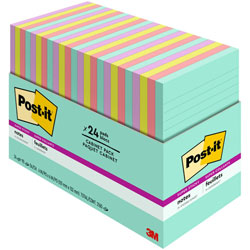 Post-it® Pads in Supernova Neons Collection Colors, Note Ruled, Cabinet Pack, 4 in x 6 in, 90 Sheets/Pad, 24 Pads/Pack