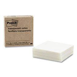 Post-it® Transparent Notes, Unruled, 3 in x 3 in, Transparent, 36 Sheets/Pad, 10 Pads/Pack
