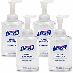 Purell Hand Sanitizer Foam, 1.09 lb, Pump Bottle Dispenser, 4/Carton