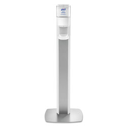 Purell MESSENGER ES6 Floor Stand with Dispenser, 1200 mL, 13.16 in x 16.63 in x 51.57 in, Silver/White