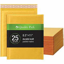 Quality Park Bubble Mailers, Bubble, 8 1/2 in Width x 11 in Length, Strip, 25/Box, Brown Kraft