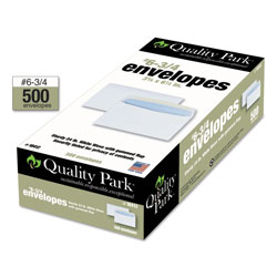 Quality Park Business Envelope, #6 3/4, Commercial Flap, Gummed Closure, 3.63 x 6.5, White, 500/Box (QUA10412)