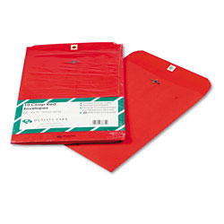 Quality Park Clasp Envelope, #90, Cheese Blade Flap, Clasp/Gummed Closure, 9 x 12, Red, 10/Pack