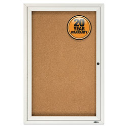 Quartet® Enclosed Bulletin Board, Natural Cork/Fiberboard, 24 x 36, Silver Aluminum Frame
