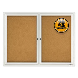 Quartet® Enclosed Cork Bulletin Board, Cork/Fiberboard, 48 in x 36 in, Silver Aluminum Frame