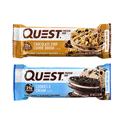 Quest Protein Bar Value Pack, Chocolate Chip Cookie Dough, Cookies and Cream, 2.12 oz Bar, 14 Count