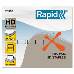 Rapid DUAX Heavy-Duty Staples, 0.75 in Leg, 0.5 in Crown, Steel, 1,000 Staples