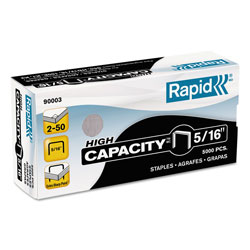 Rapid High Capacity Staples, 0.31 in Leg, 0.5 in Crown, Steel, 5,000/Box