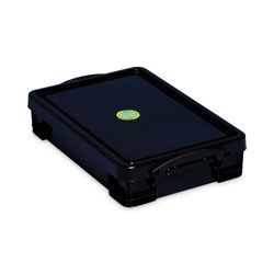 Really Useful Box® 4.23 Qt. Latch Lid Storage Tote, 15.55 in x 10.04 in x 3.46 in, Solid Black