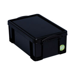 Really Useful Box® 9.51 Qt. Latch Lid Storage Tote, 15.55 in x 10.04 in x 6.1 in, Solid Black