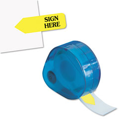 Redi-Tag/B. Thomas Enterprises Arrow Message Page Flags in Dispenser,  inSign Here in, Yellow, 120 Flags/Dispenser